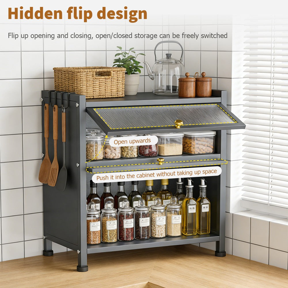 3 Tier Kitchen Storage Cabinet Larder Pantry Cupboard Microwave Stand Shelve UK