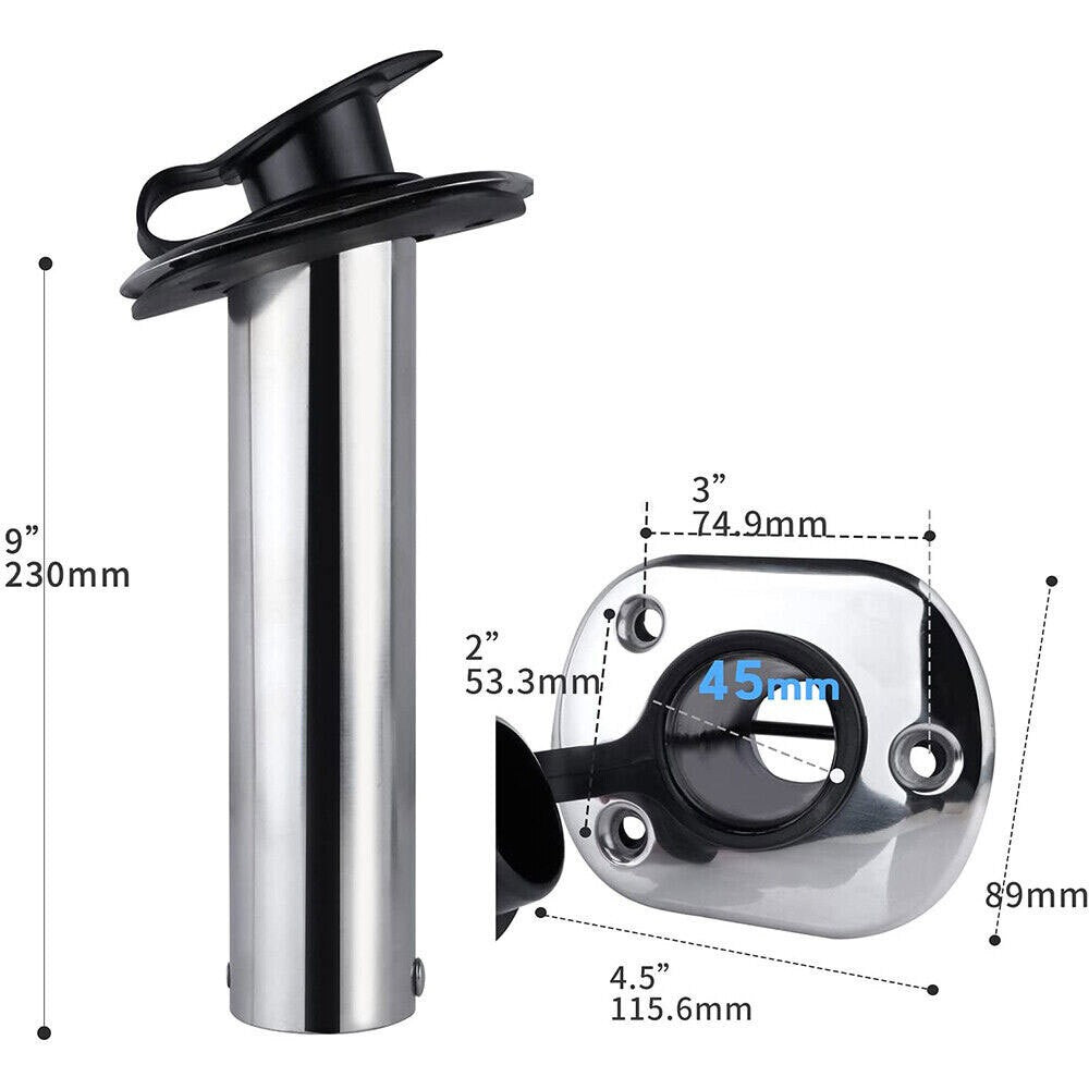UK 2x Stainless Steel Marine Fishing Rod Holder Flush Mount 30° For Boat/Yacht