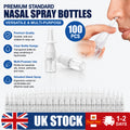 100Pcs 5ml  Empty Nasal Pump Spray Plastic Bottle Refillable White Fine Mist UK