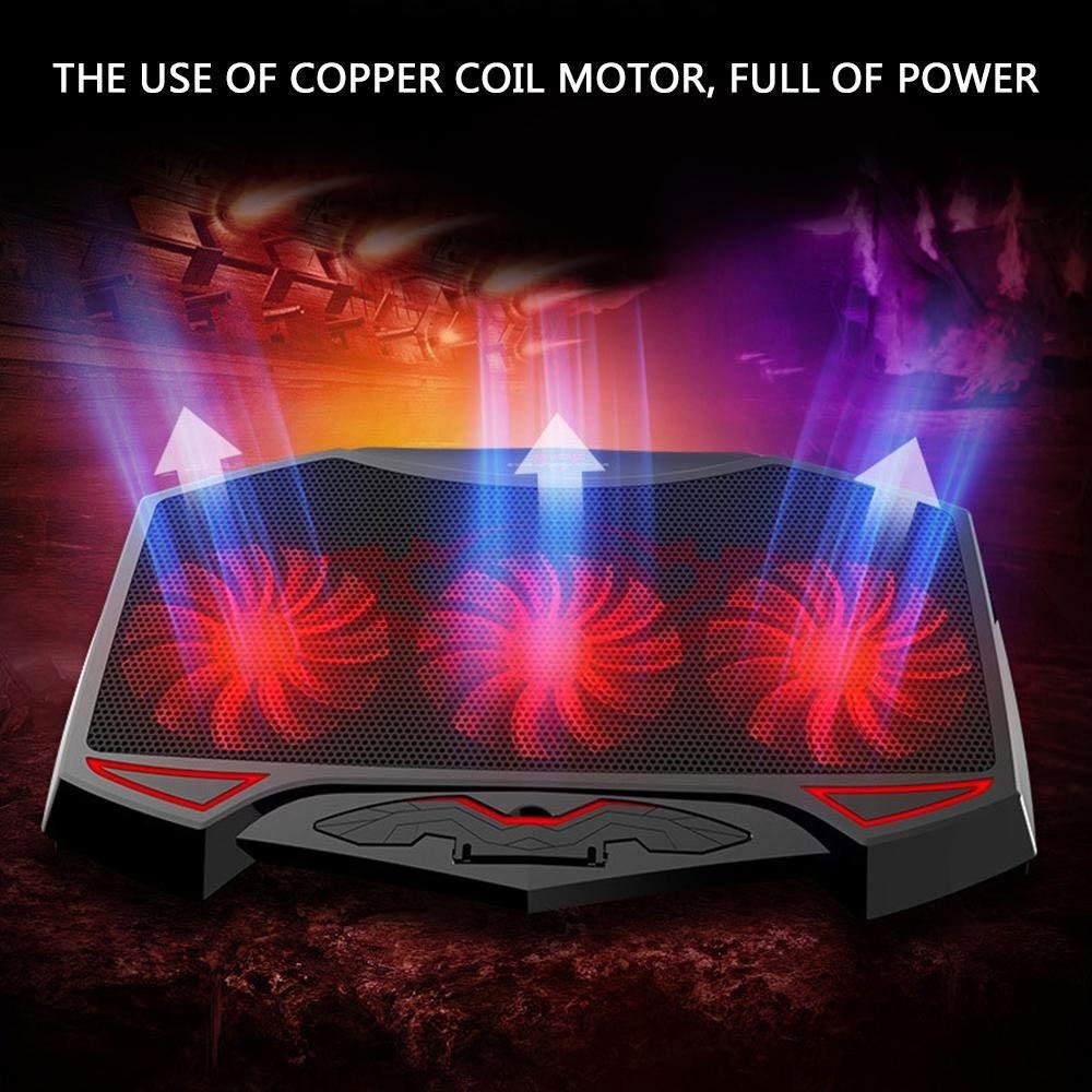 Quiet Laptop Cooler 3 Powerful Fans Gaming Cooling Mat Pad Stand Tilt 12-17" UK