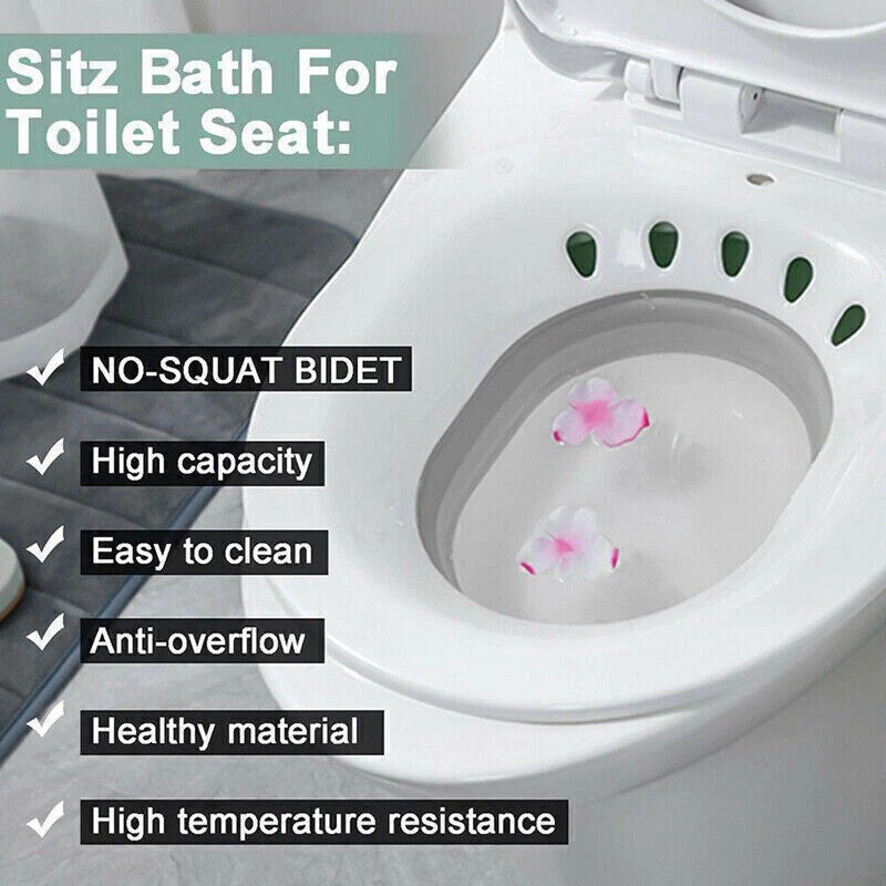 Sitz Bath for Hemorrhoids & Postpartum Care with Flusher Toilet Soaking Basin uk