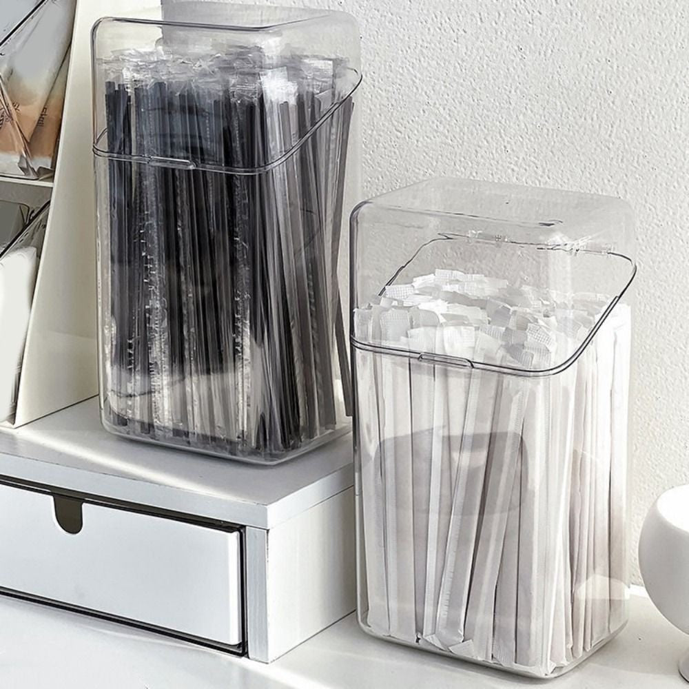 Straw Organizer Plastic Container Bottle Drinking Straw Holder Straw Dispenser