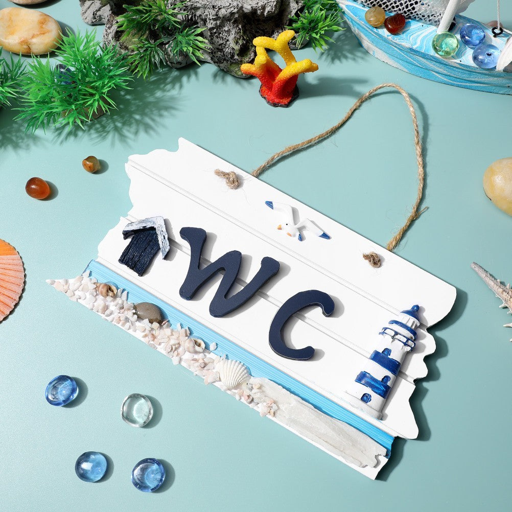 Wc Signs for Decor Seaside Themed Accessories Nautical Bathroom Beach