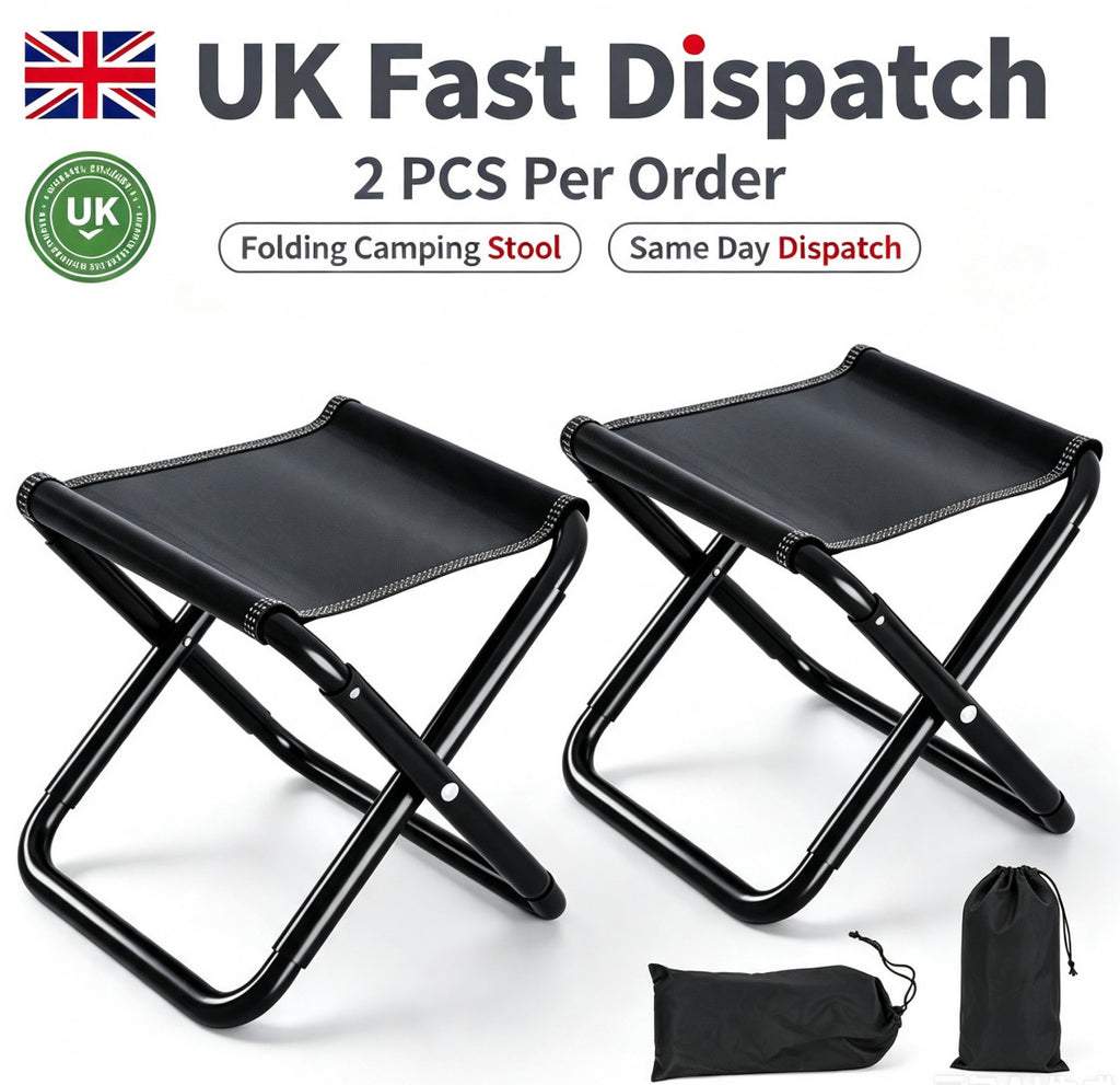 2pcs Portable Outdoor Folding Stool Fishing Camping Picnic Chair Seat Hiking UK