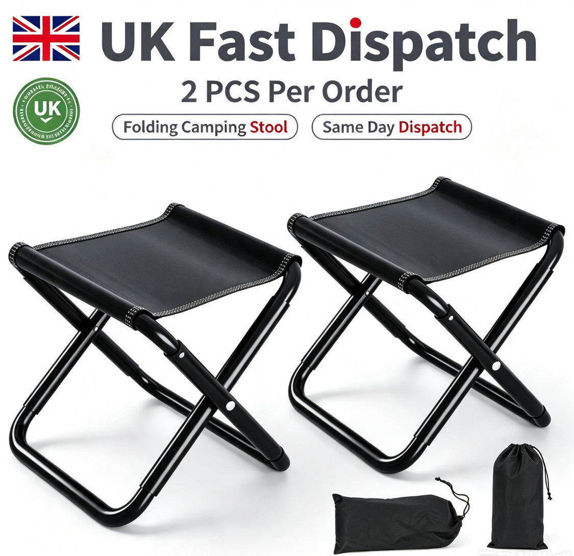 2pcs Portable Outdoor Folding Stool Fishing Camping Picnic Chair Seat Hiking UK