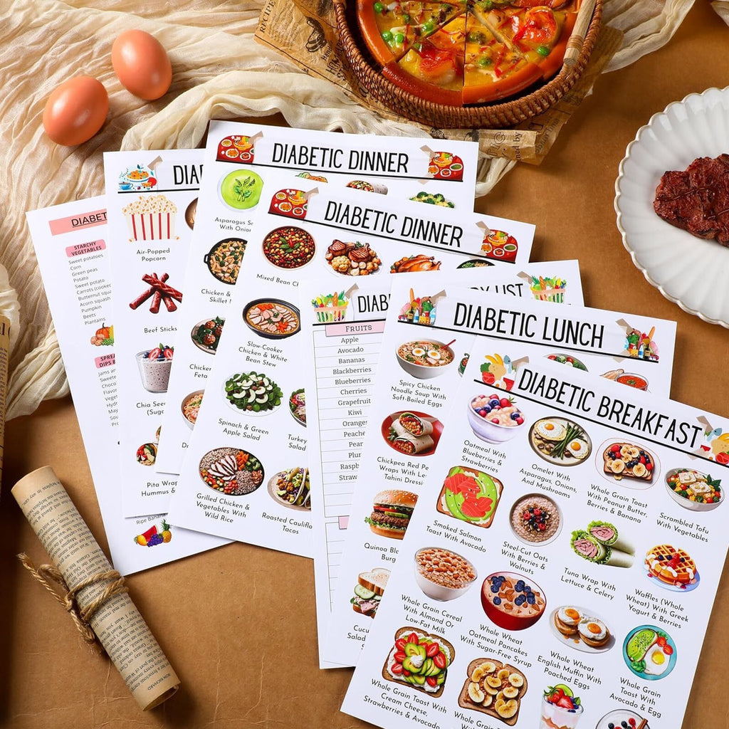 12PCS Laminated Diabetes Healthy Food List Meal Planning Reference Pamphlet