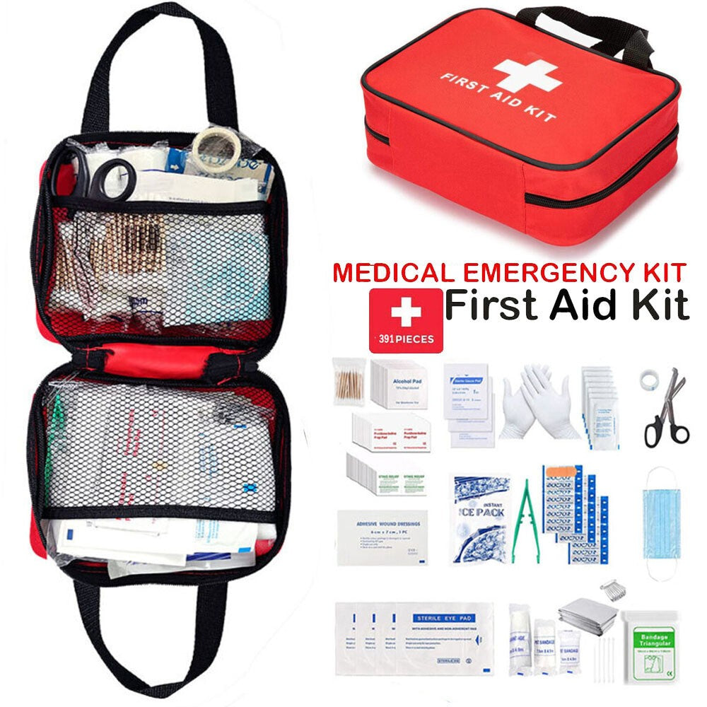391 PIECE FIRST AID KIT BAG -MEDICAL EMERGENCY KIT. TRAVEL, HOME, CAR, WORKPLACE