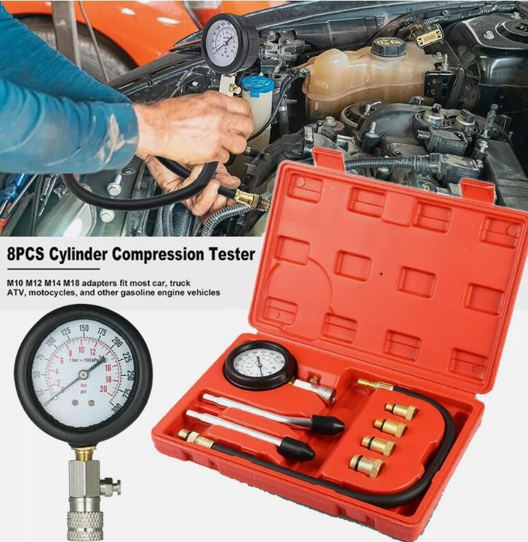 Automotive Petrol Engine Compression Tester Test Set Gauge Car Motorcycle Tool