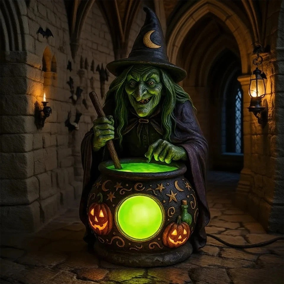 Halloween Witch Cauldron Lamp, Halloween Party Home Desktop Decoration Giift New
