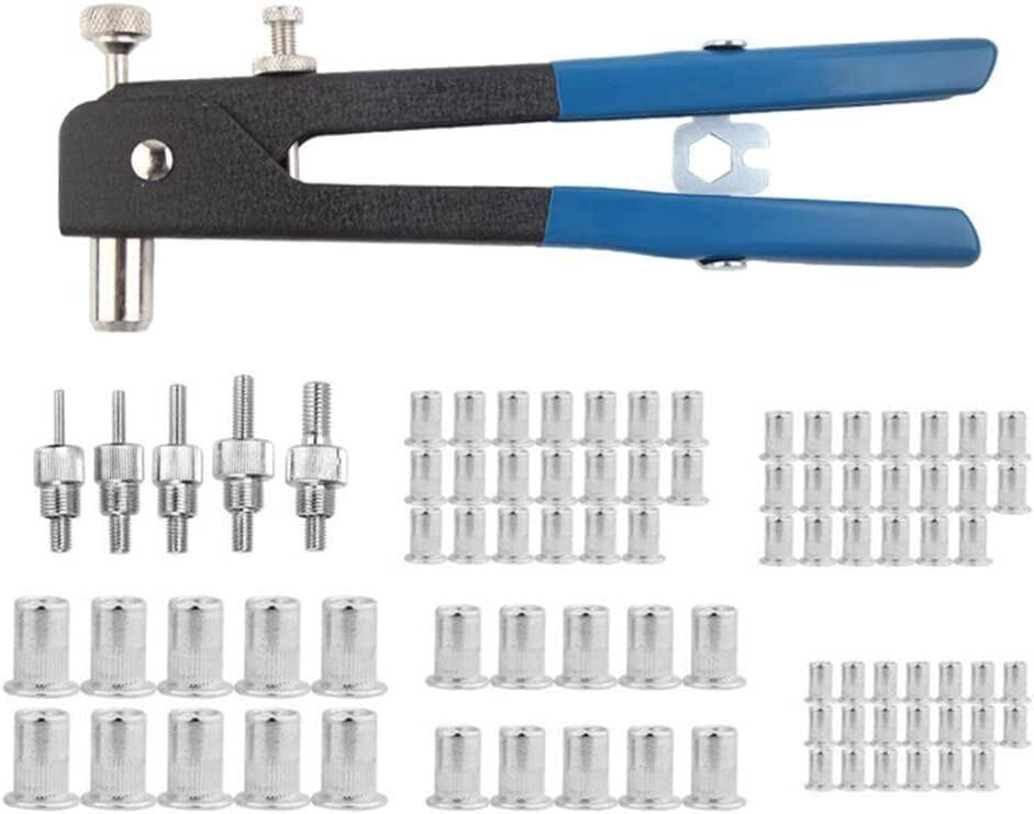 86PCS M3-M8 Heavy Duty Hand Riveter Rivet Gun Kit Threaded Rivet Nut Set Tool UK