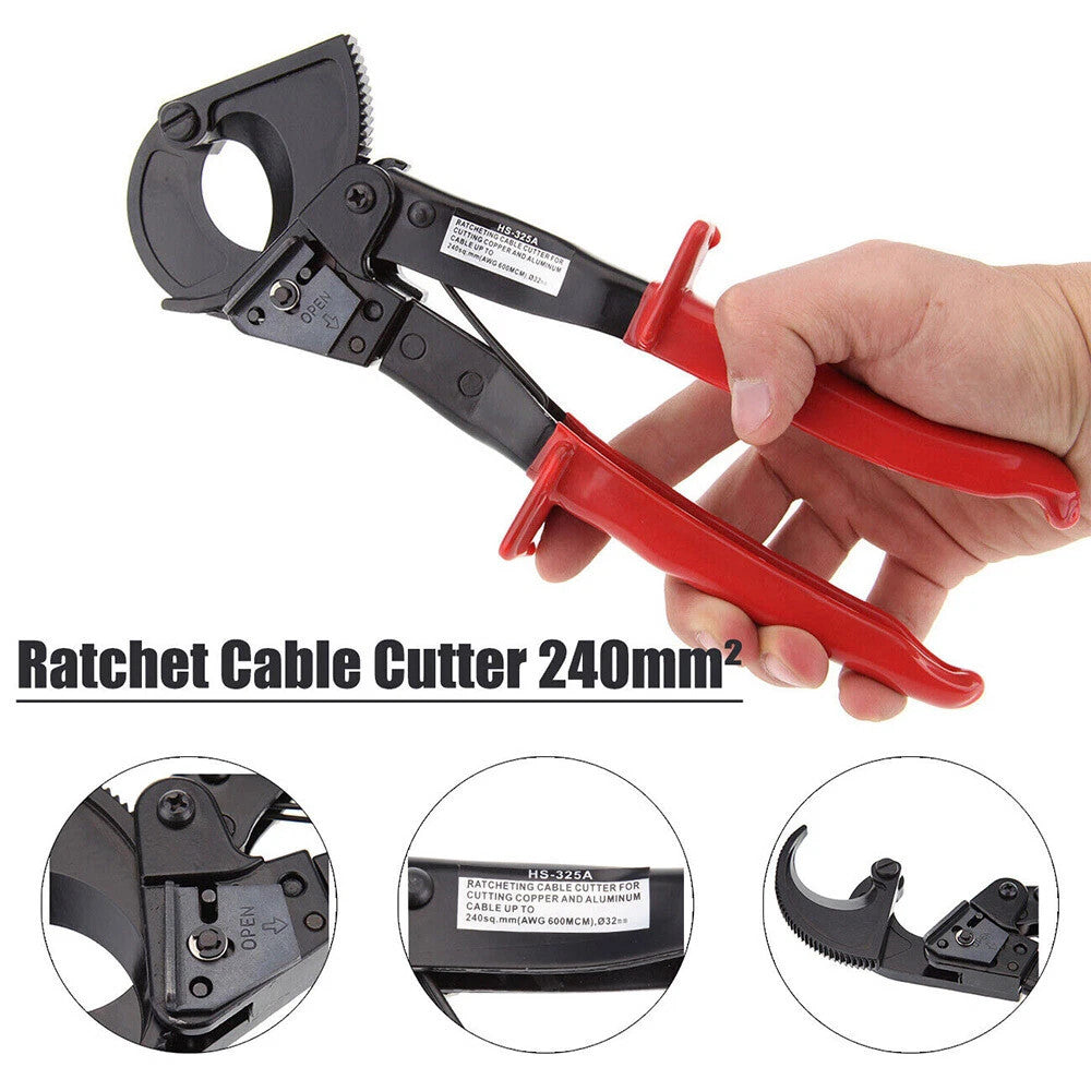 240mm² Capacity Ratchet Wire Stripping Cutting Pliers Heavy Duty Cable Hand Tool