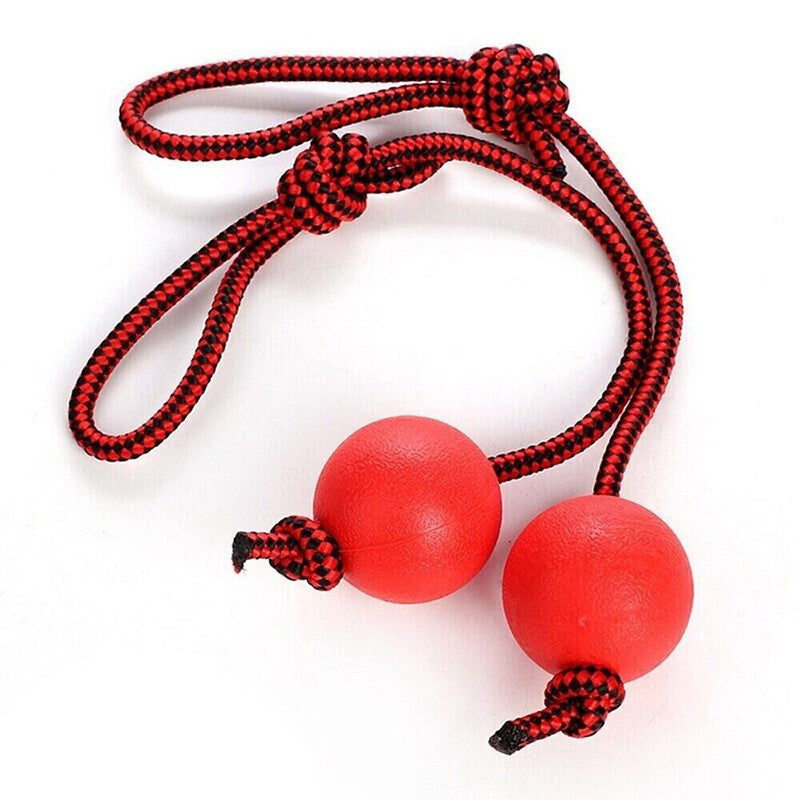 2x Indestructible Dog Ball on Rope Puppy Chew Toy Training Dog Theeth Cleaning