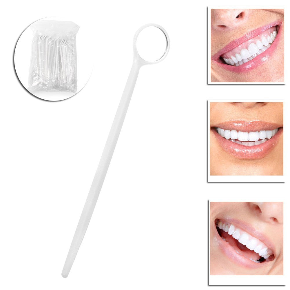 100PCS Disposable Plastic Dental Mouth Glass Mirror Dental Reflector Tool White