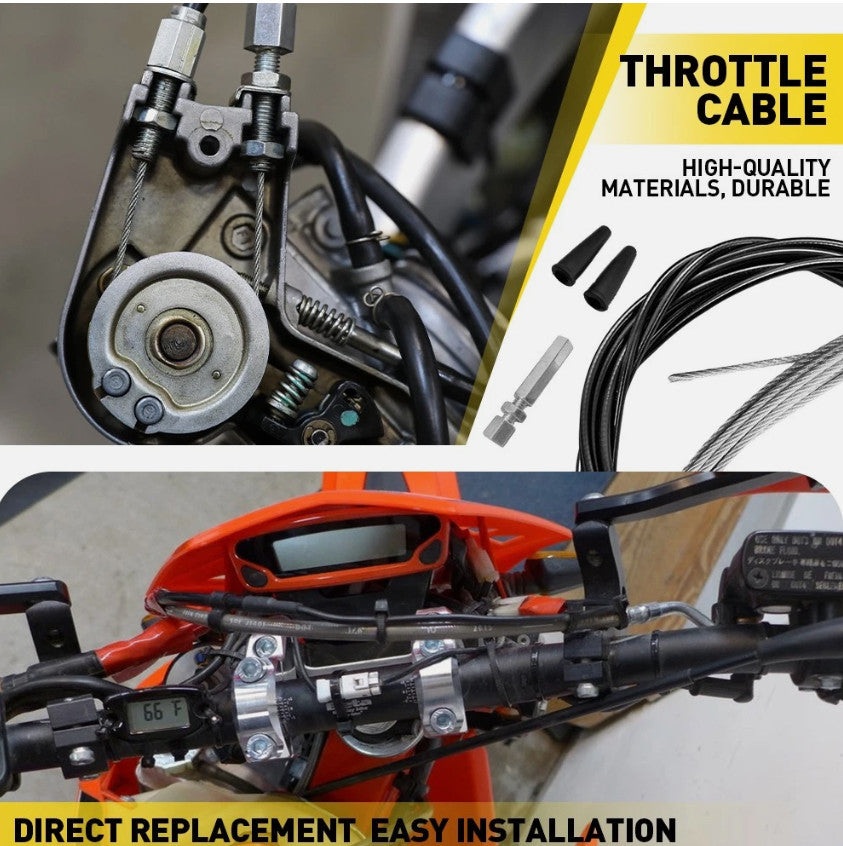5 Metres Motorcycle Diy Throttle Cable Kit Nipples Ferrules Fit Pit Dirt Bike
