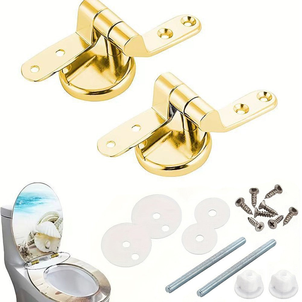 Rust Proof Gold Toilet Hinges Replacement Set with Complete Accessories