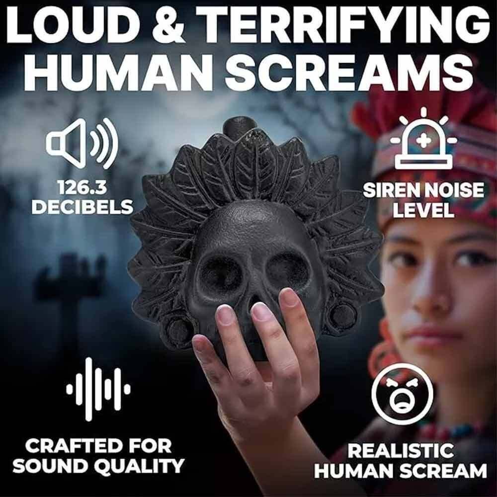 Handcrafted Aztec Death Whistle: 125+ Decibels of Terrifying Sound for Gifting