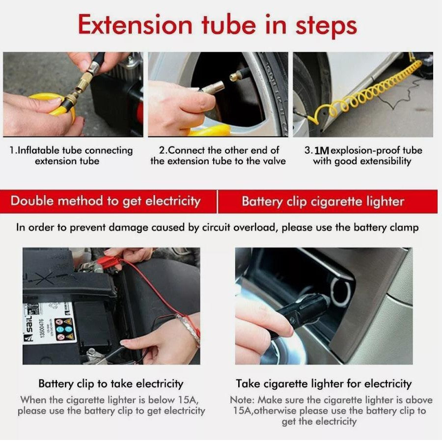 12V Heavy Duty  Electric Car Tyre Inflator 150PSI Portable Air Compressor Pump