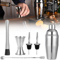 6Pcs 750ml Mixology Cocktail Shaker Set Bartender Kit Mixer Stainless Steel