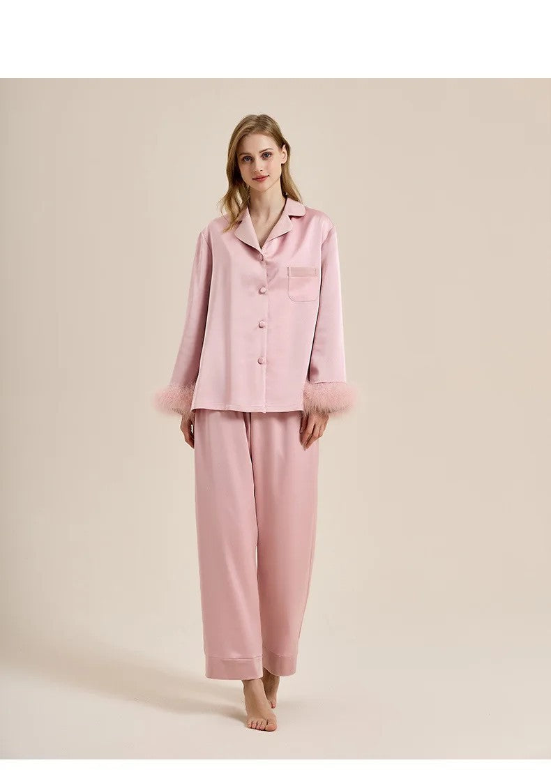 Womens Pajamas Women's Autumn Winter Fleece Thickened Removable Feather Homewear