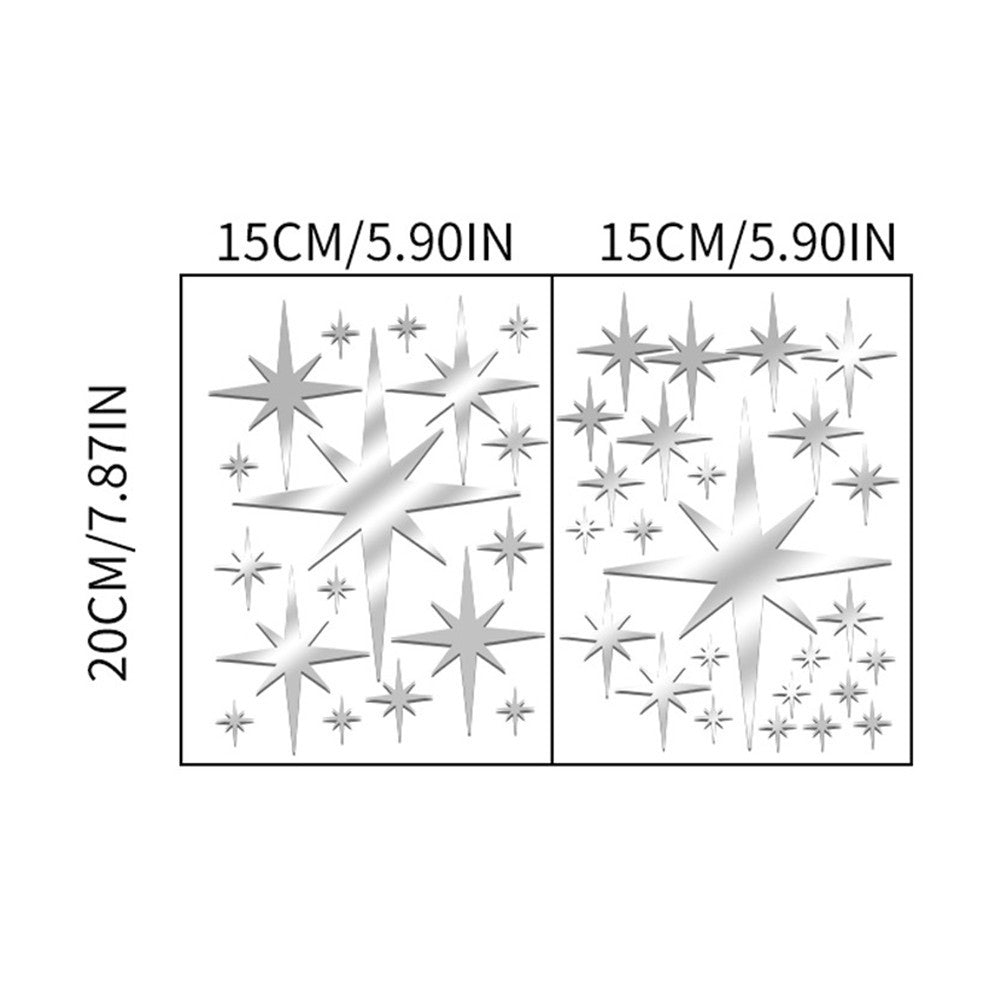 42Pcs Removable Star Wall Stickers Acrylic Mirror Stylish Design Multicolor