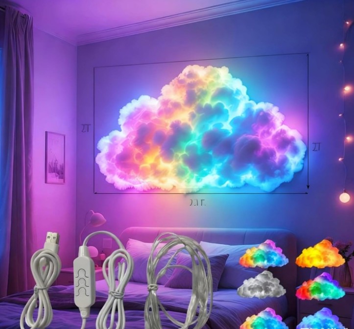 DIY 3D Led Cloud Light,USB Thundercloud Led Light Decor,3D Thunder Cloud Lights