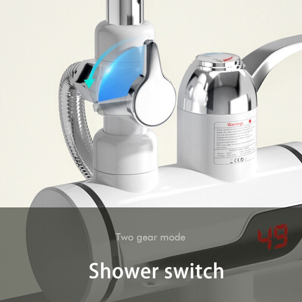 220V 3000W UK Plug Instant Electric Water Tap Heater Shower Digital (Below)