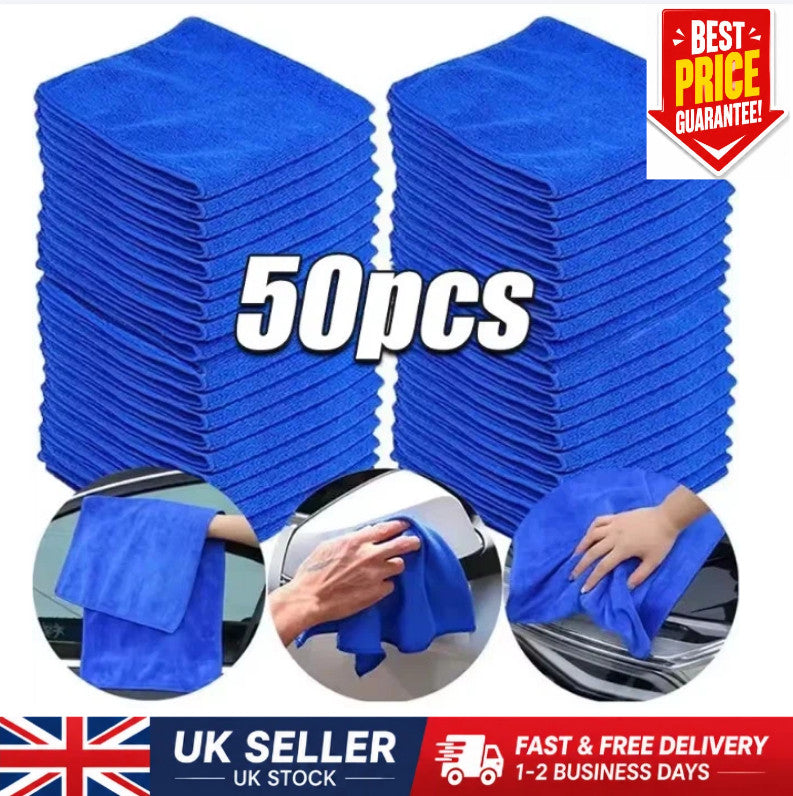 50PC LARGE MICROFIBRE CLEANING AUTO CAR DETAILING SOFT CLOTHS WASH TOWEL DUSTER~