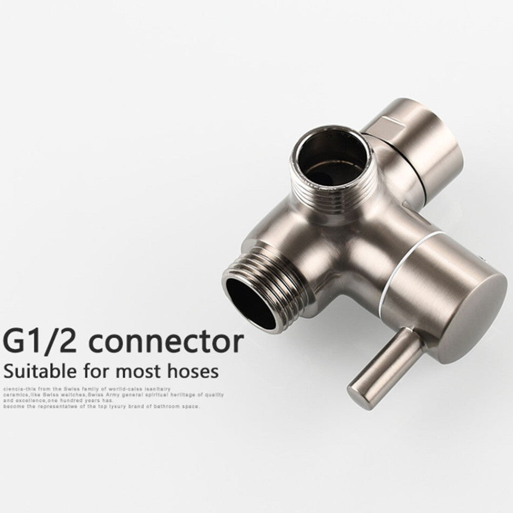 Shower Hose Splitter Bathroom Angle Valve 2 Way Chrome Shower Arm Diverter UK
