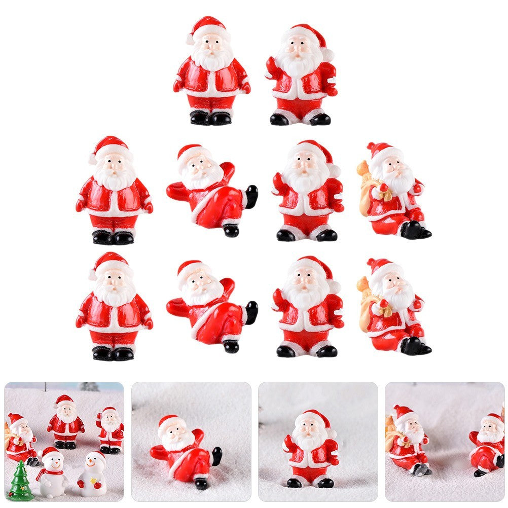 10 Pcs Xmas Mini Resin Snowman Figurines Christmas Miniature Decor Set