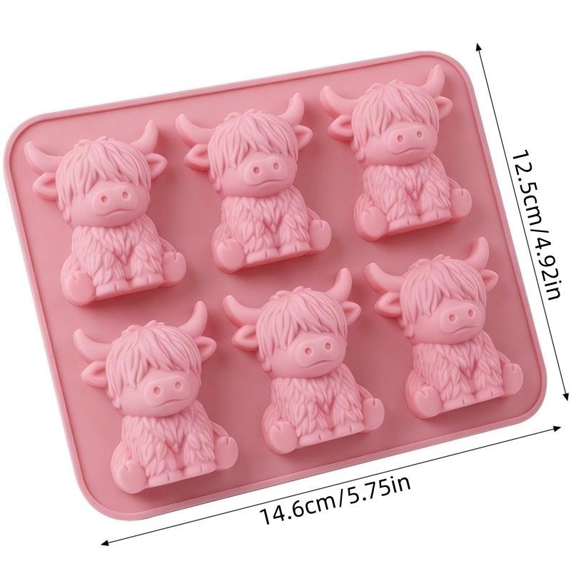 Mini Highland Cow Ice Cube Mold, Cute 3D Highland Cow Silicone Ice Cube Tray