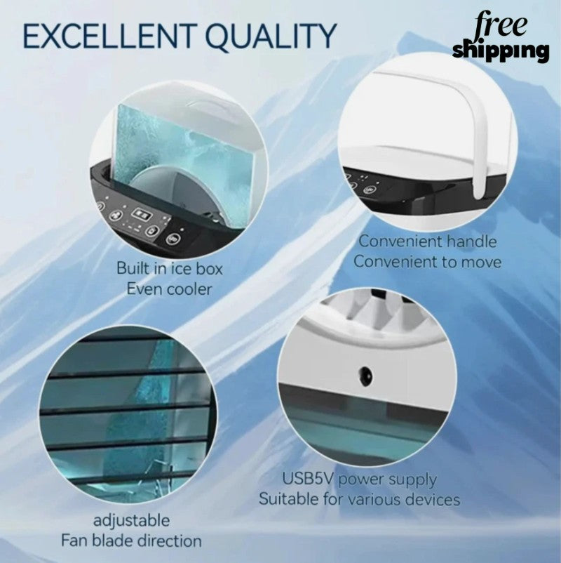 3-Speed Portable Air Cooler Fan 900ML Tank  Ice Cold Cooling  Conditioner - UK