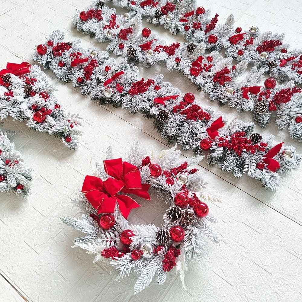 Christmas Snowy Christmas Wreath For Front Door Garland Xtmas Decoration Outdoor