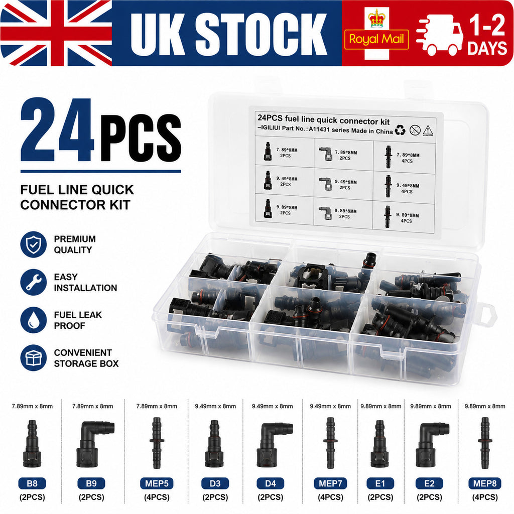 Fuel Line Quick Connector Repair Kit 24PCS 8MM Diesel Oil Hose Connectors UK
