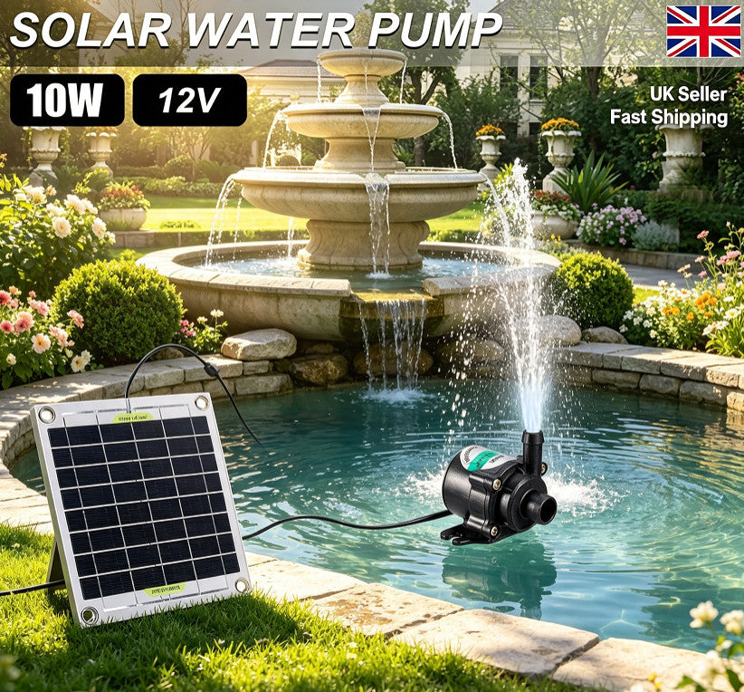 10W 12V Solar Panel Powered Water Pump Garden Pool Pond Fish Aquarium Fountain