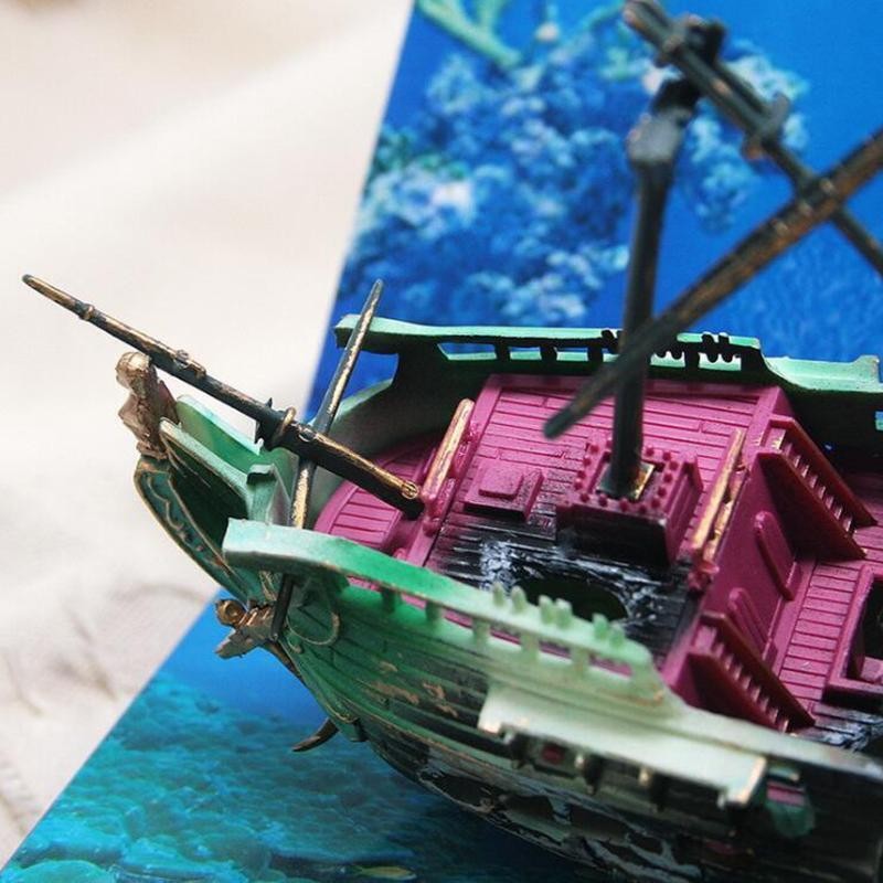 Large Wreck Sunk Ship Boat Destroyer Aquarium Cave Ornament Fish Tank Toys Decor