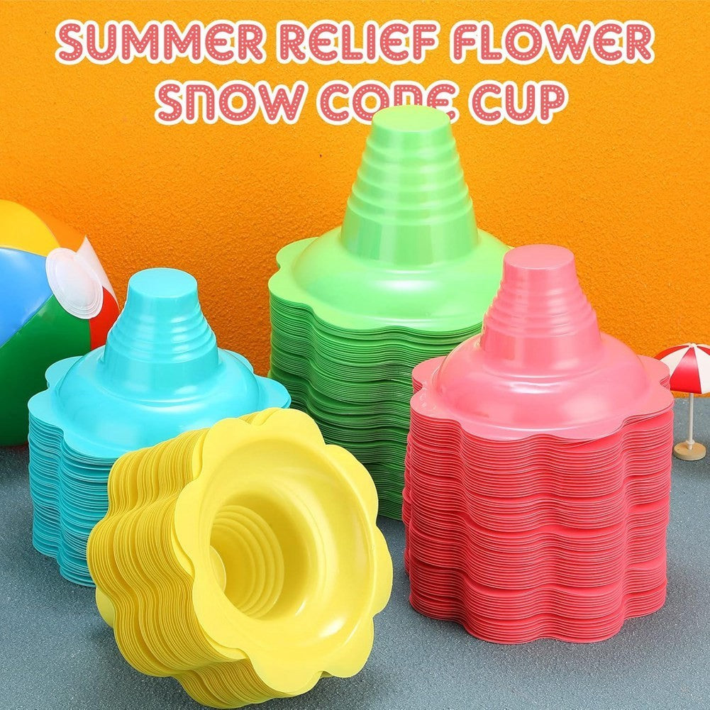 200 Pieces 4 Oz  Shaved Ice Cups Flower Shaped Snow Cone Cups Leak Proof