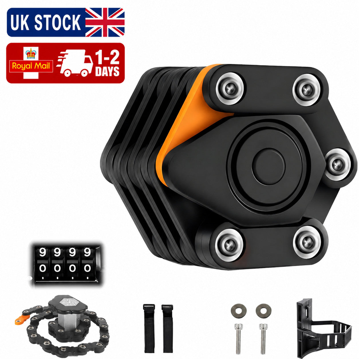 Titanguard Foldable Bike Lock 4 Digit Combination Anti Theft Security Chain Lock