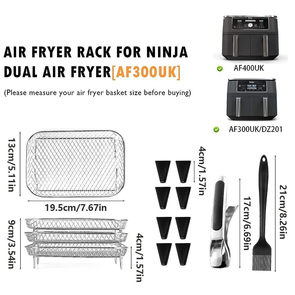 Rectangle Air Fryer Rack Accessories for Ninja Dual Air Fryer AF300UK AF400UK