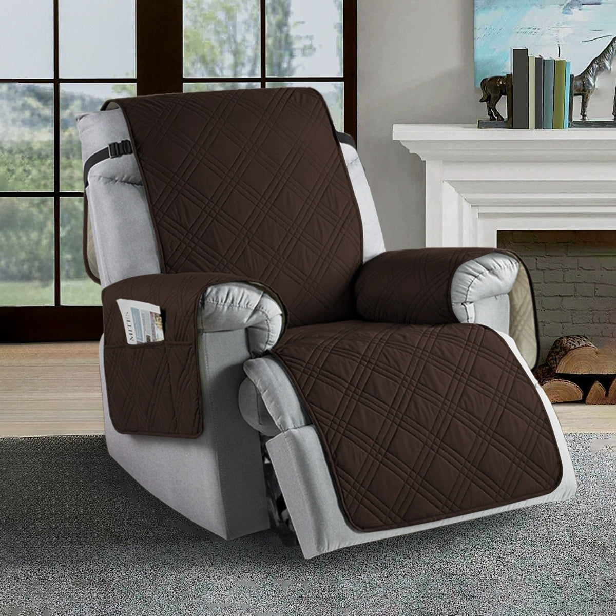 Waterproof Recliner Chair Sofa Covers with Pocket Reversible Slipcover Protector