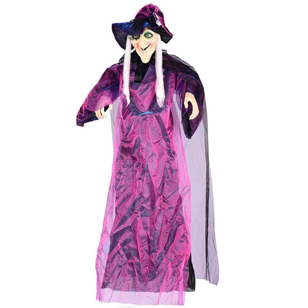 Life Size Witch with LED Eyes and Spooky Sounds Battery Powered for Garden Yard