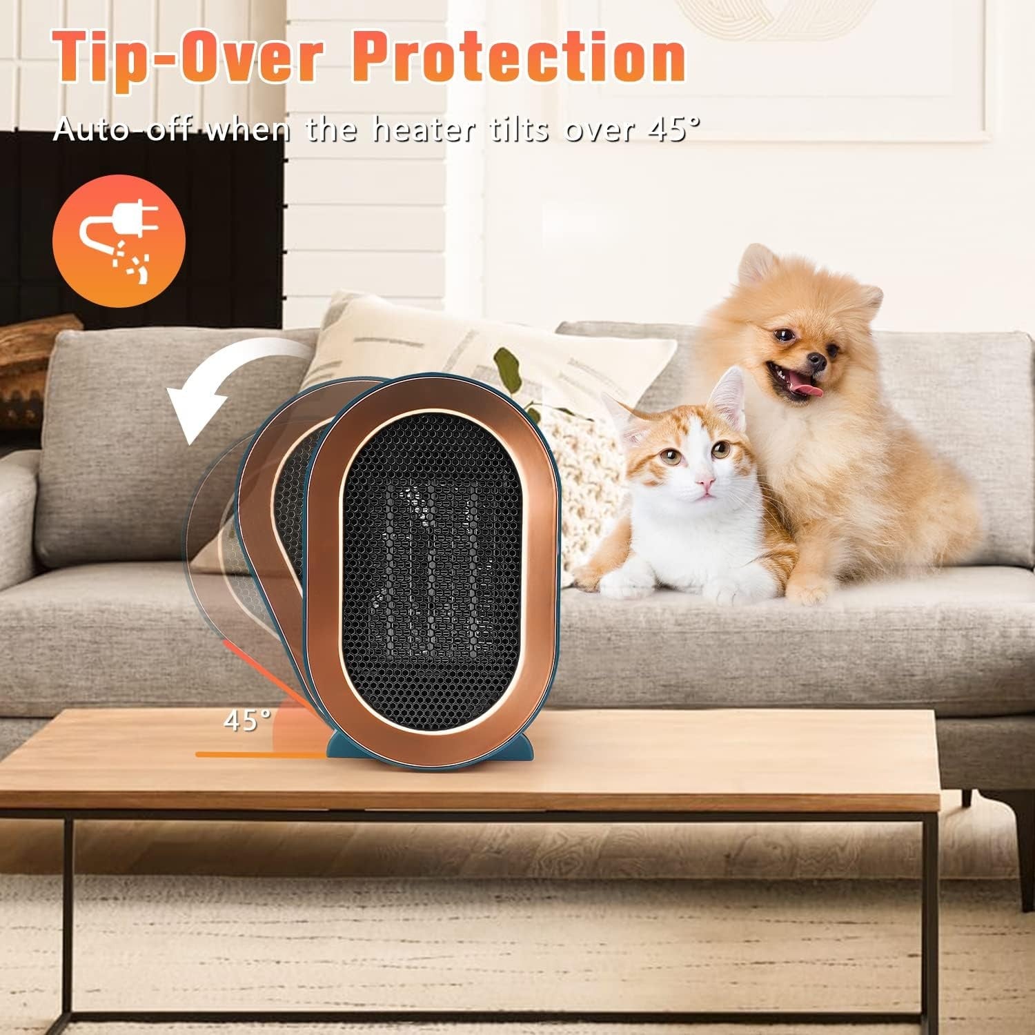 1200W Electric Heater, Low Energy Space Heater, Portable Room Heater with 2 Mode