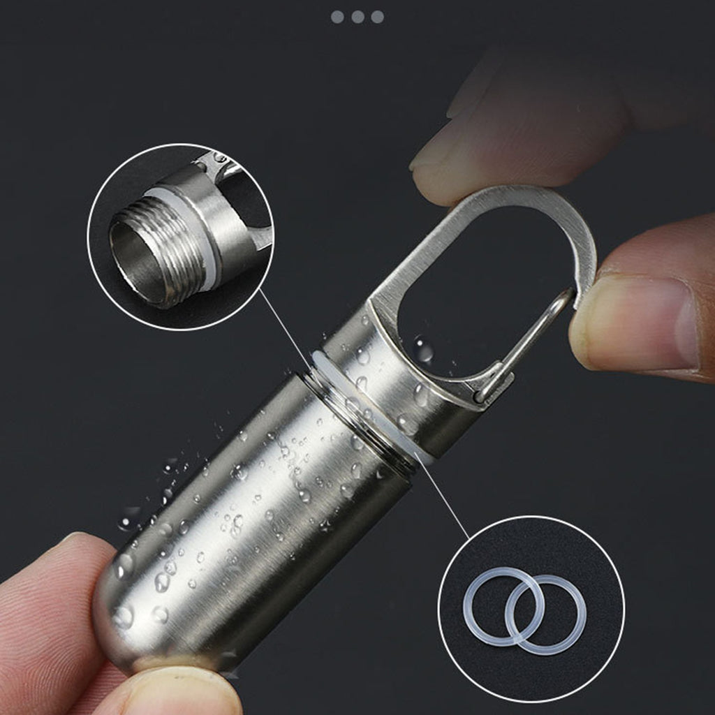 Travel Pill Case Stainless Steel Pill Box Keychain Portable Pill Organizer