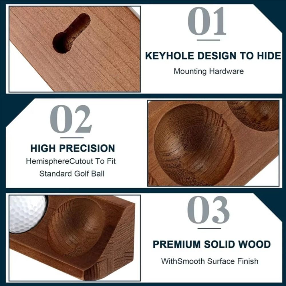Wooden Golf Ball Display Case 6 Grids Can Wall Mount Golf Ball Stand Holder