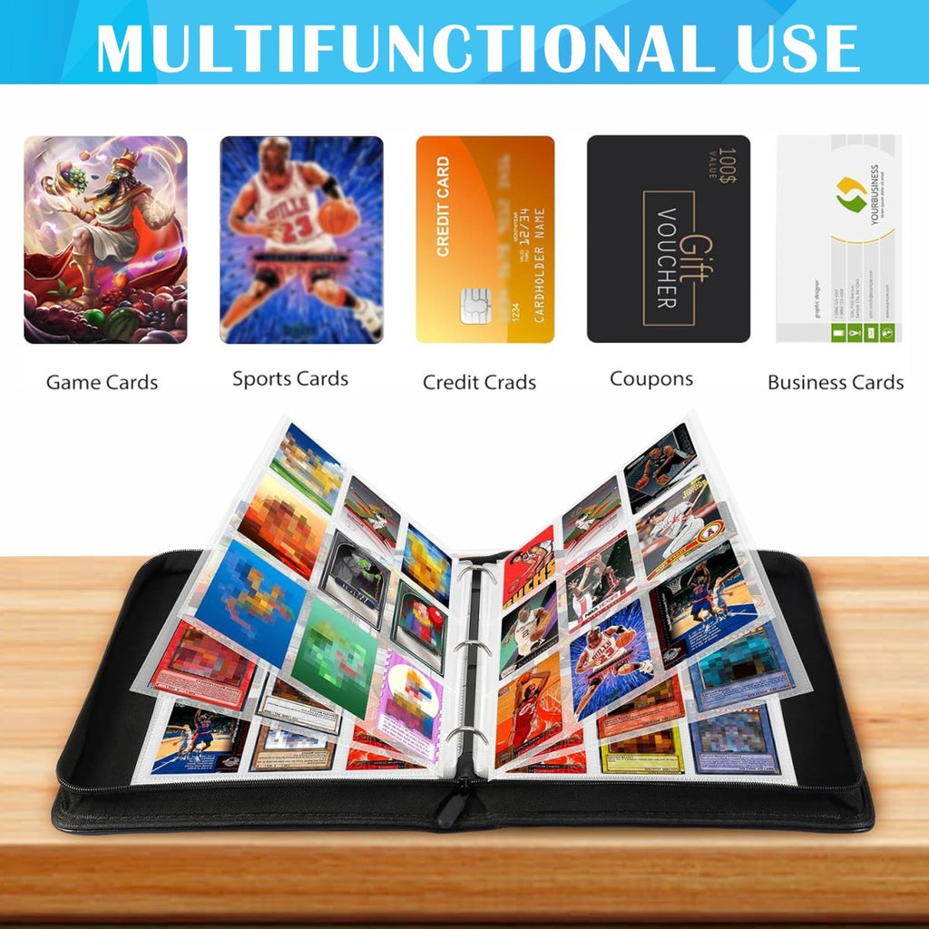 900 Pockets Trading Card Binder Holder Double Sided Zip Folder Album Book 9 Slot