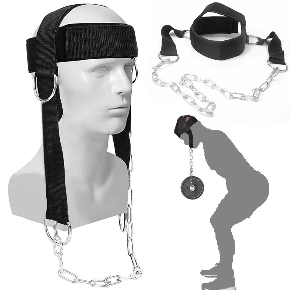 Adjustable Neck Trainer Head Harness For Weight Lifting Chain Chin Strap Gym UK