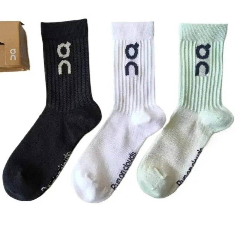 3 Pairs New On Running Socks Solid Color Sports Socks