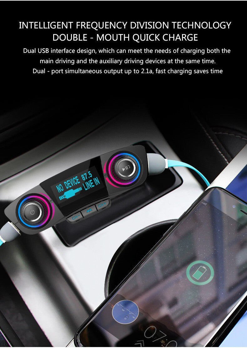 Car Wireless Bluetooth MP3 FM Transmitter AUX Audio Stereo Adapter 2 USB Charger
