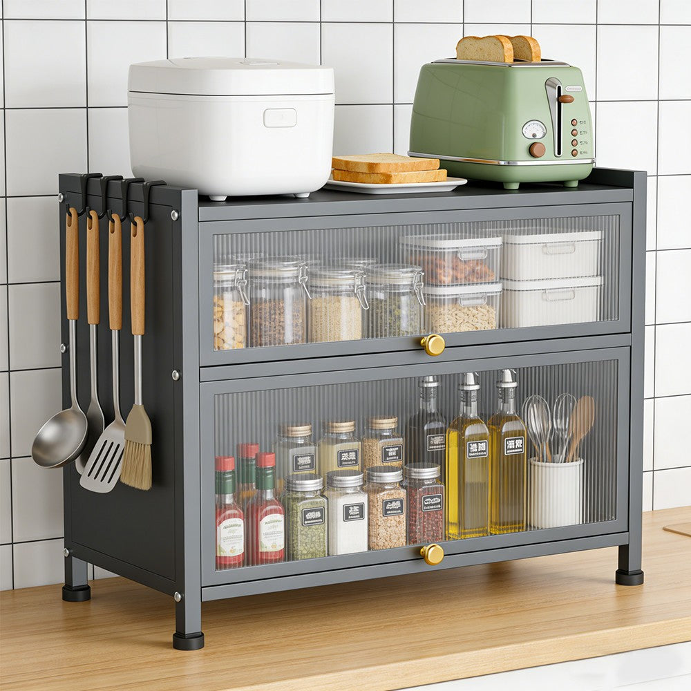 3 Tier Kitchen Storage Cabinet Larder Pantry Cupboard Microwave Stand Shelve UK