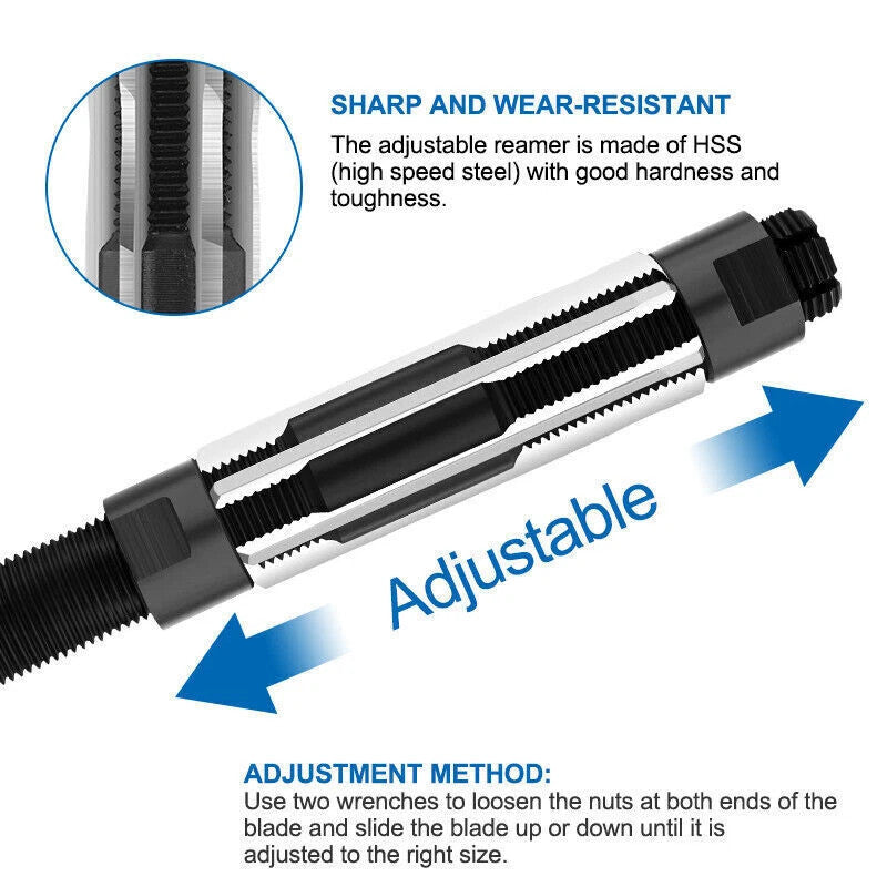 Expanding Adjustable Hand Reamer HSS Cutting Tool 6-84mm All Size Metric Reaming