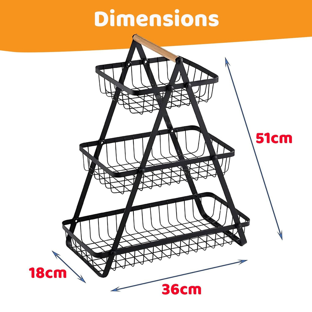 3 Tier Fruit Storage Basket Countertop Kitchen Bread Vegetable Fruit Bowl Rack